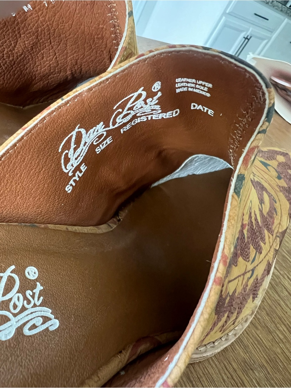 Dan Post Tan Embroidered Western Mules 9 Sundance - Picture 3 of 6